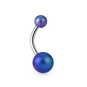 Blue Matte Pearl Navel Ring